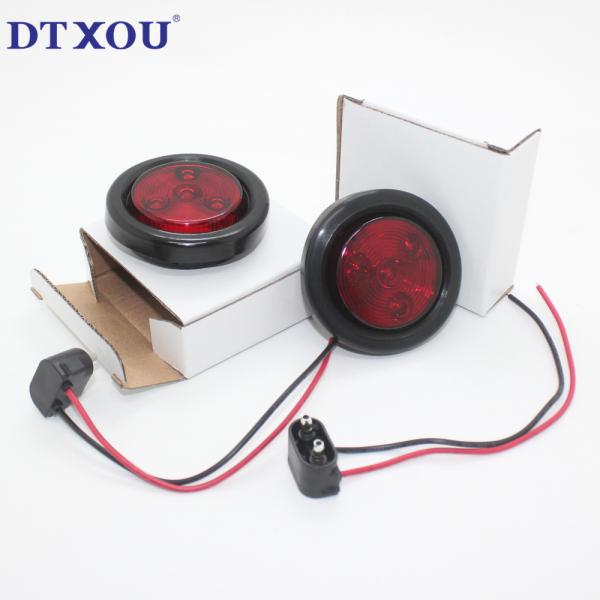 Warranty 12v 24v 4 Diodes 2 Inch Round Amber Red Led Side Marker Lights For Trucks Trailers With 2 Prong Plug