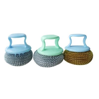 Lightweight Stainless Steel Scrubber With Handle Deep Cleaning Anti Odor