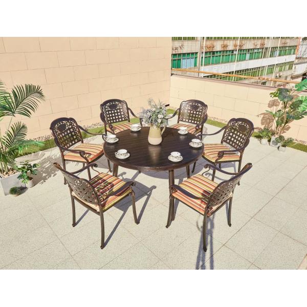 Balcony Bistro Furniture Wood Pattern BBQ Set Cast Aluminum Dining Set for Patio Dining