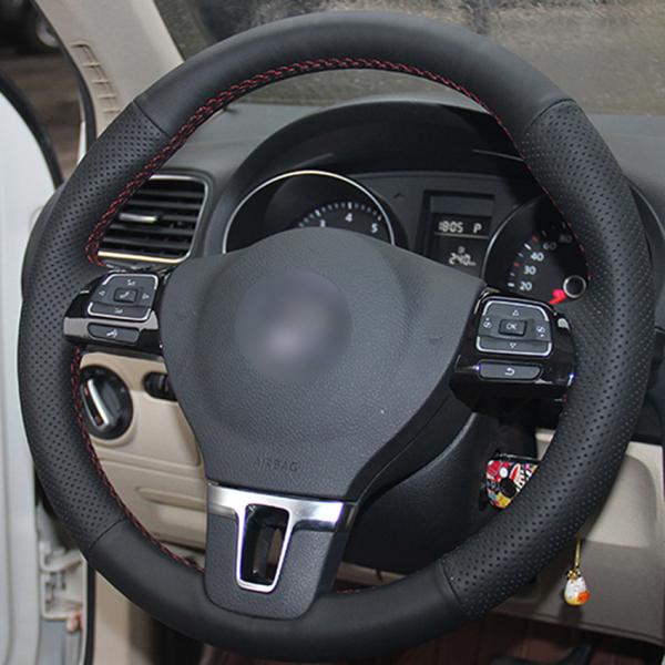 Handmade Leather Steering Wheel Cover for Volkswagen VW Amarok Tiguan Passat B7 CC Touran Jetta Mk6 Caddy EOS