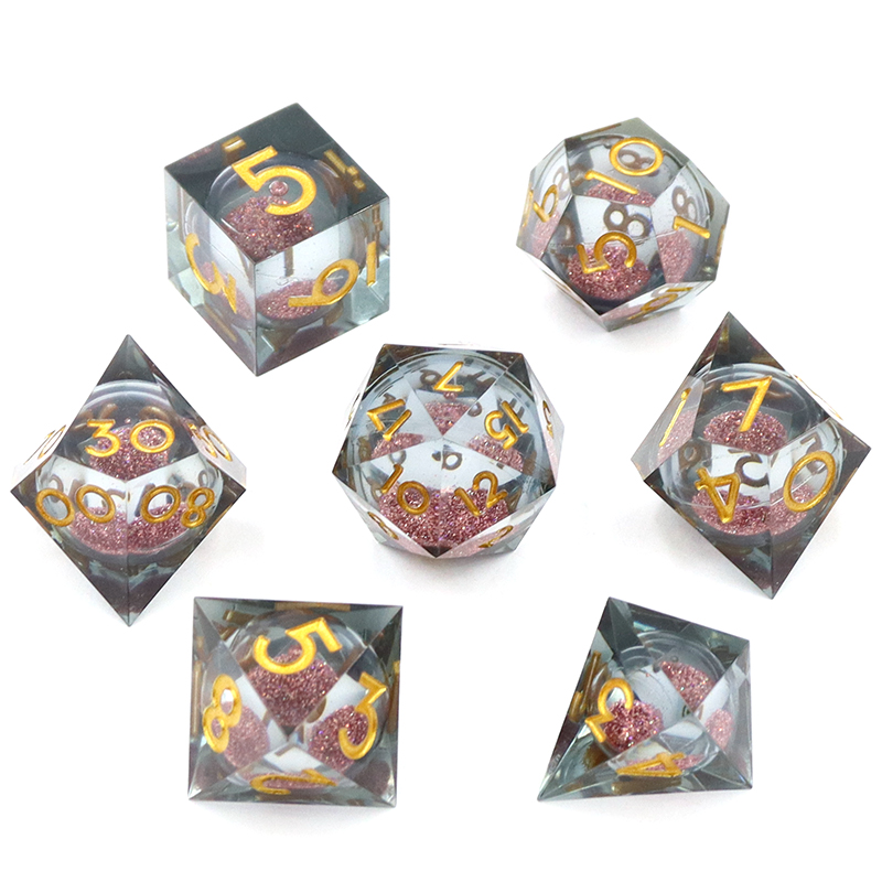 Customized Color and Logo Printed 7 RPG Polyhedral Resin Dice Set for DND Games