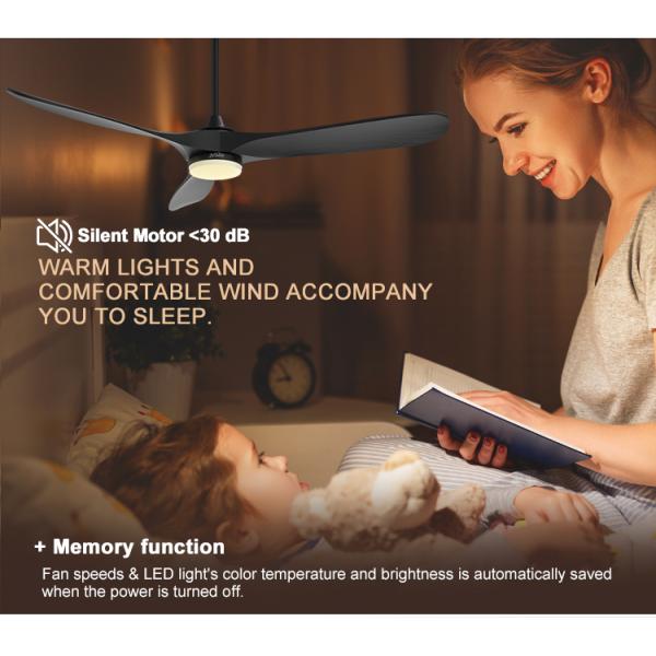 Ventilador de teto LED com luz 1stshine Interior Preto Madeira Sólida DC Motor silencioso Remote