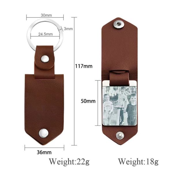 Custom Leather Key Chain Sublimation Metal Keychain With Printable Aluminum Sheet