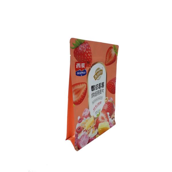 Fermeture à glissière à fond plat sac haut pour fruits surgelés et le yogourt cuisson de farine d'avoine