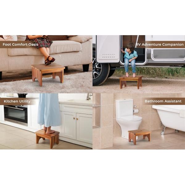 202405 Heavy Duty Portable Wooden Step Stool Nonslip and Convenient for Adults