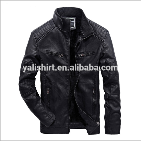 oem wholesale uniform fleece waterproof high quality leather men's winter coat nice deisng model