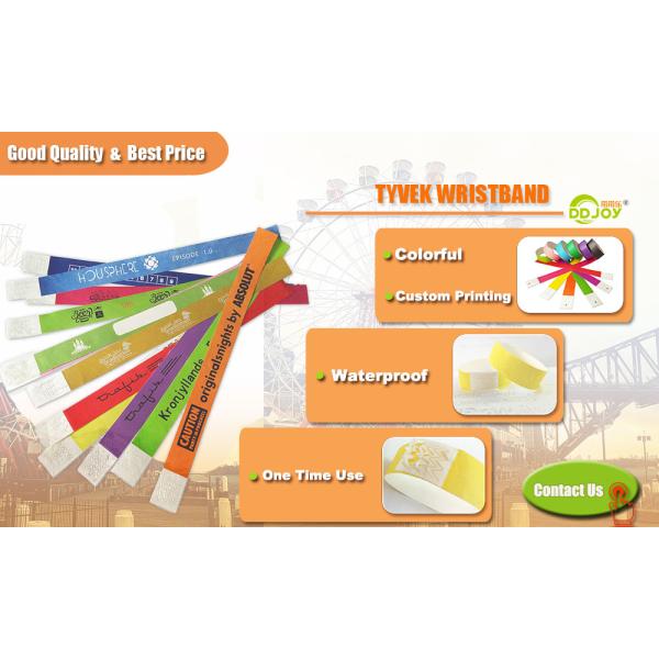 Bulk Sales Custom Tyvek Wristband with Varnishing Finish and Label Custom Paper Printing