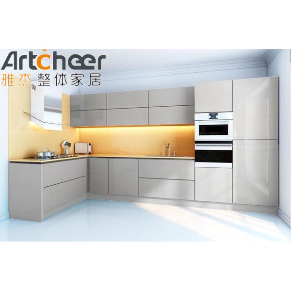 Custom Size L Shape Kitchen Cabinet with Plywood Carcass and Lift System