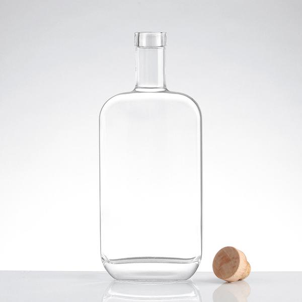 700 ml Flat Clear Square Glass Flask para bebidas alcoólicas Liquor Gin Vodka Whisky Tequila