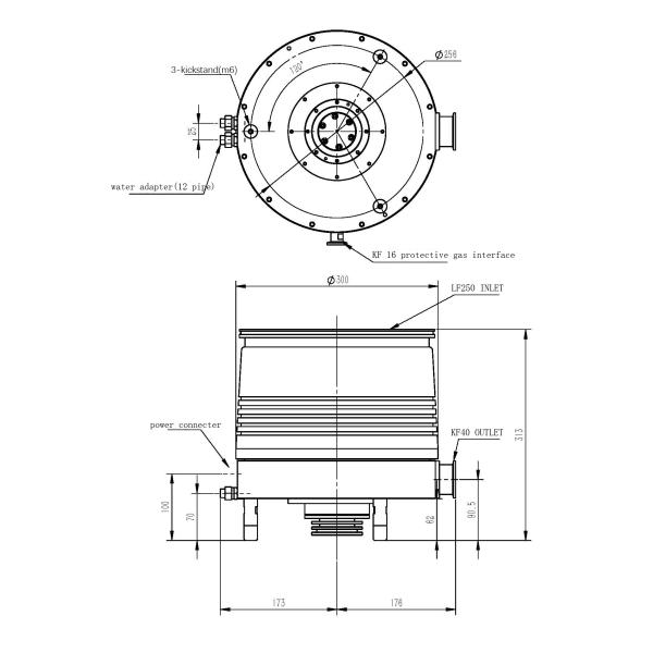 Pompes à vide moléculaire à haute turbomolecule lubrifiée par graisse FFZ2500/2000