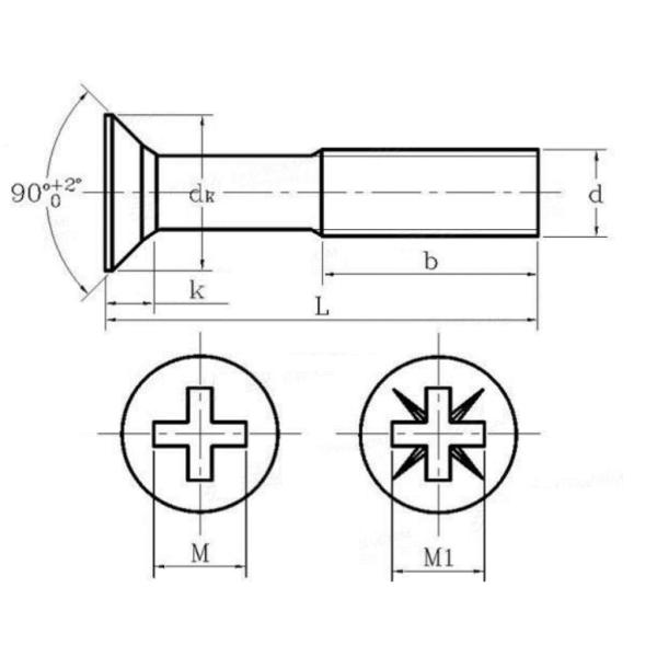 Yellow Zinc Type Z Steel Machine Screws Stainless Steel Flat Head Phillips Machine Screws