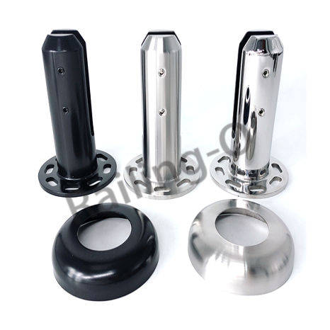 Surface Mount Round Glass Panel Spigots Domed Cover Ring Black Pool Fence