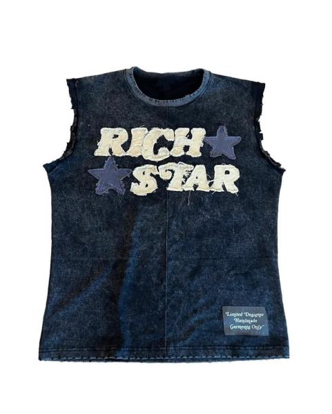 Men's Hip Hop 100% Cotton Acid Washed Sleeveless Tank Top with Custom Logo Embroidery