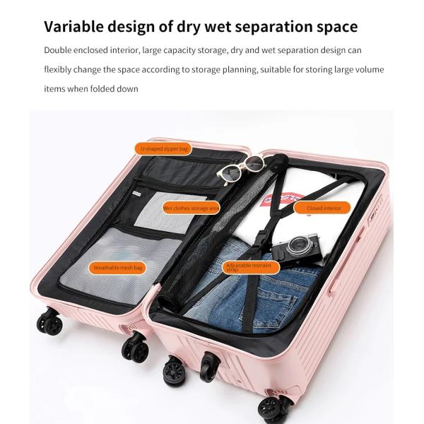 1815 Aluminum alloy trolley suitcase  20/24/28 Large Black heavy-duty spinner Luggage suitcase set with TSA Lock,carry on suitcase,hard shell luggage cases