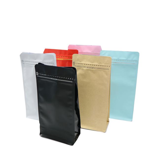 resealable laminated aluminum foil block flat bottom food Plastic packaging coffee bag 500g 1kg with valve
