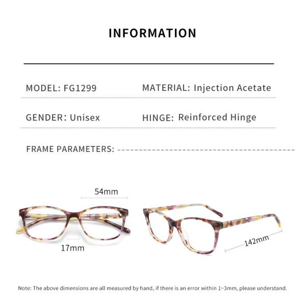 Lentille faite main de prescription de femmes de lunettes de prescription d'acétate disponible