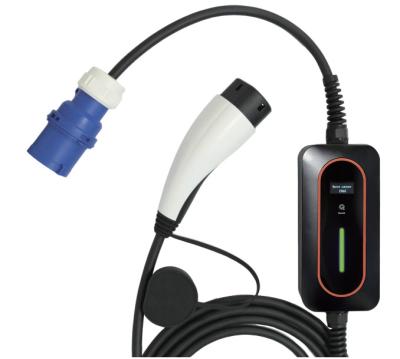 Portable Type 2 EV Charger 32A 7kW EV Charging Station With LCD Current Adjustable