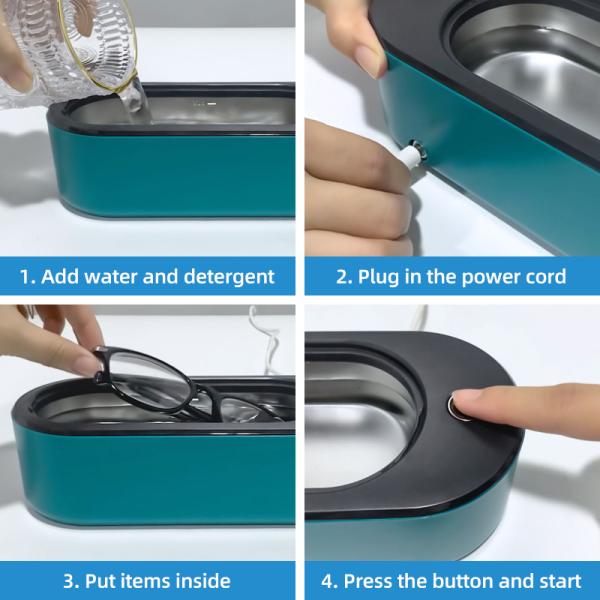 стекел ювелирных изделий уборщика 360ml 46khz машина ультразвуковой очищать мини ультразвуковых портативная