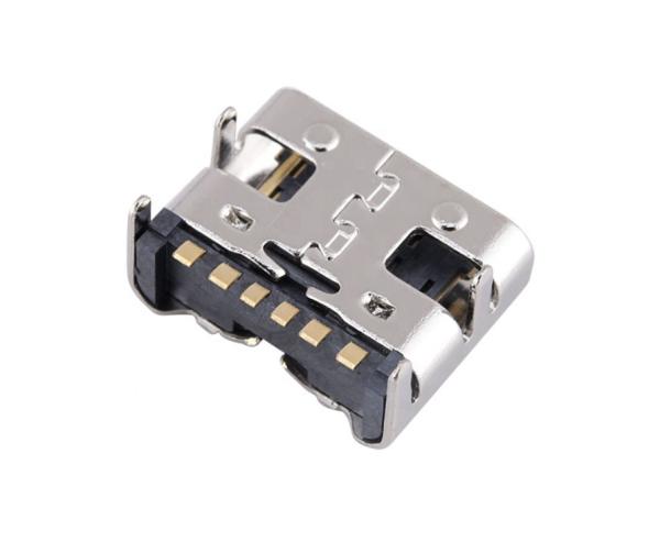 Copper Shell 20V 6 Pin Female USB Type C Connector