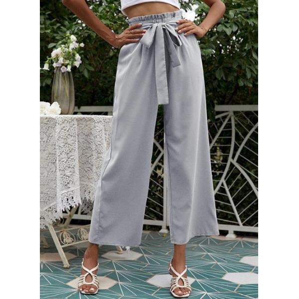 Ноги брюк женщин одежды OEM Flared талия случайной широкой эластичная с брюками пояса