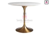Tabela dourada escovada da base da trombeta de Tulip Base Marble Coffee Table