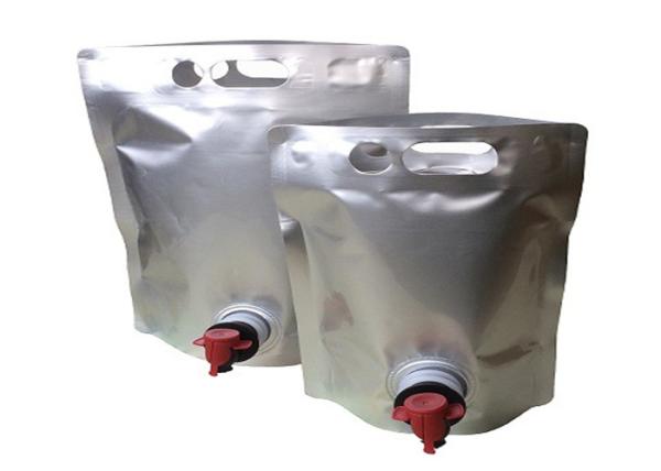 Stand Up Plastic Drink Bags , Customed Printed Liquid Spout Bags With Gas Check