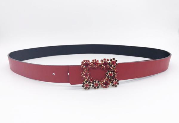Women Fashion Shiny Red Dressy Rhinestone Belts Customized Size 95 - 125cm Length