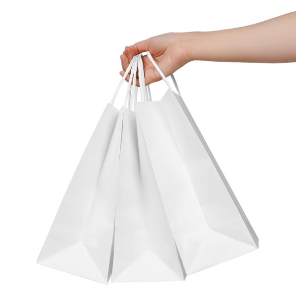 Color personalizado aceptado Regalo de lujo Blanco Compras Package de joyas Bolsa de papel Kraft