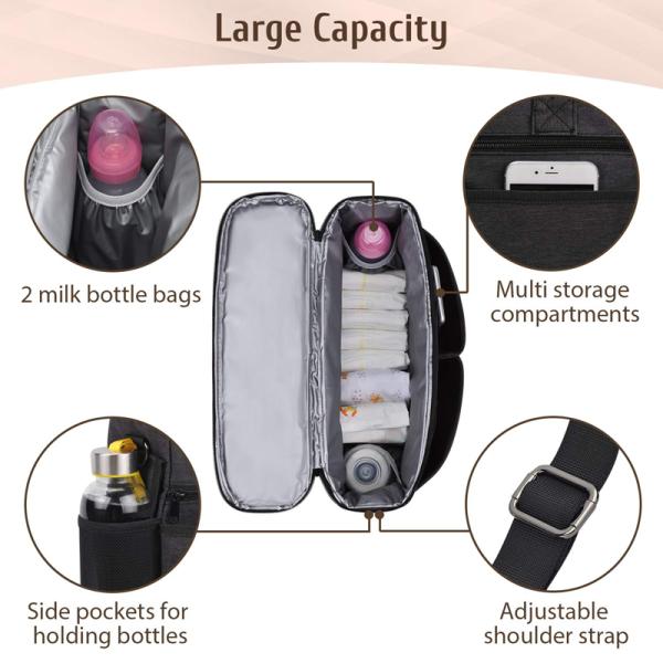 3 Ways Use Baby Stroller Organizer Bag Handbag 38*28*10cm