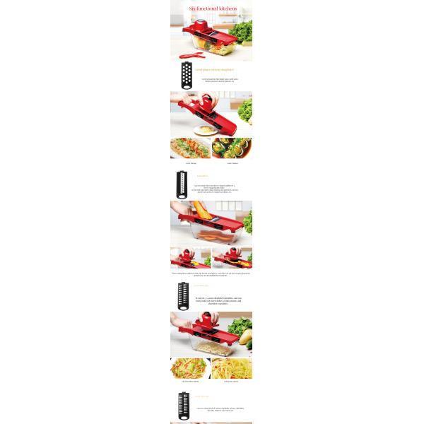 Home Kitchen Tool 16 Function Bamboo and Plastic Salad Slicer Manual Vegetable Chopper Dicer