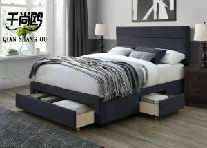 Tufted Upholstered Queen Size Wing back Platform Bed in Black Fabric