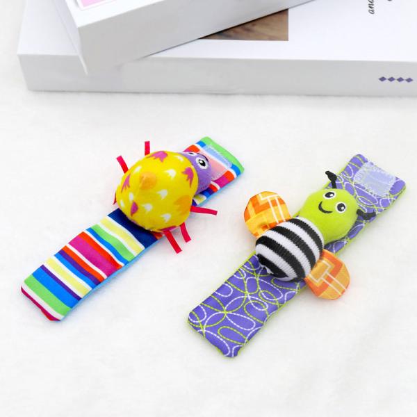 12 Months BABY Bunny Foot Finder & Wrist Rattles For Infants Socks Entertainment