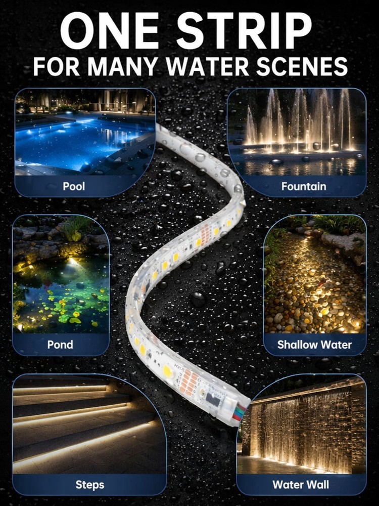 10x4mm Ultra Thin Underwater Silicone LED Strip Lights Multi Color DC12V 24V For Pool Fountain Aquarium Lighting