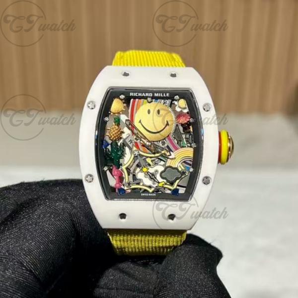 Richard Mille RM 88 Smiley Tourbillon Boîtier en céramique ATZ blanche Squelette Édition Limitée