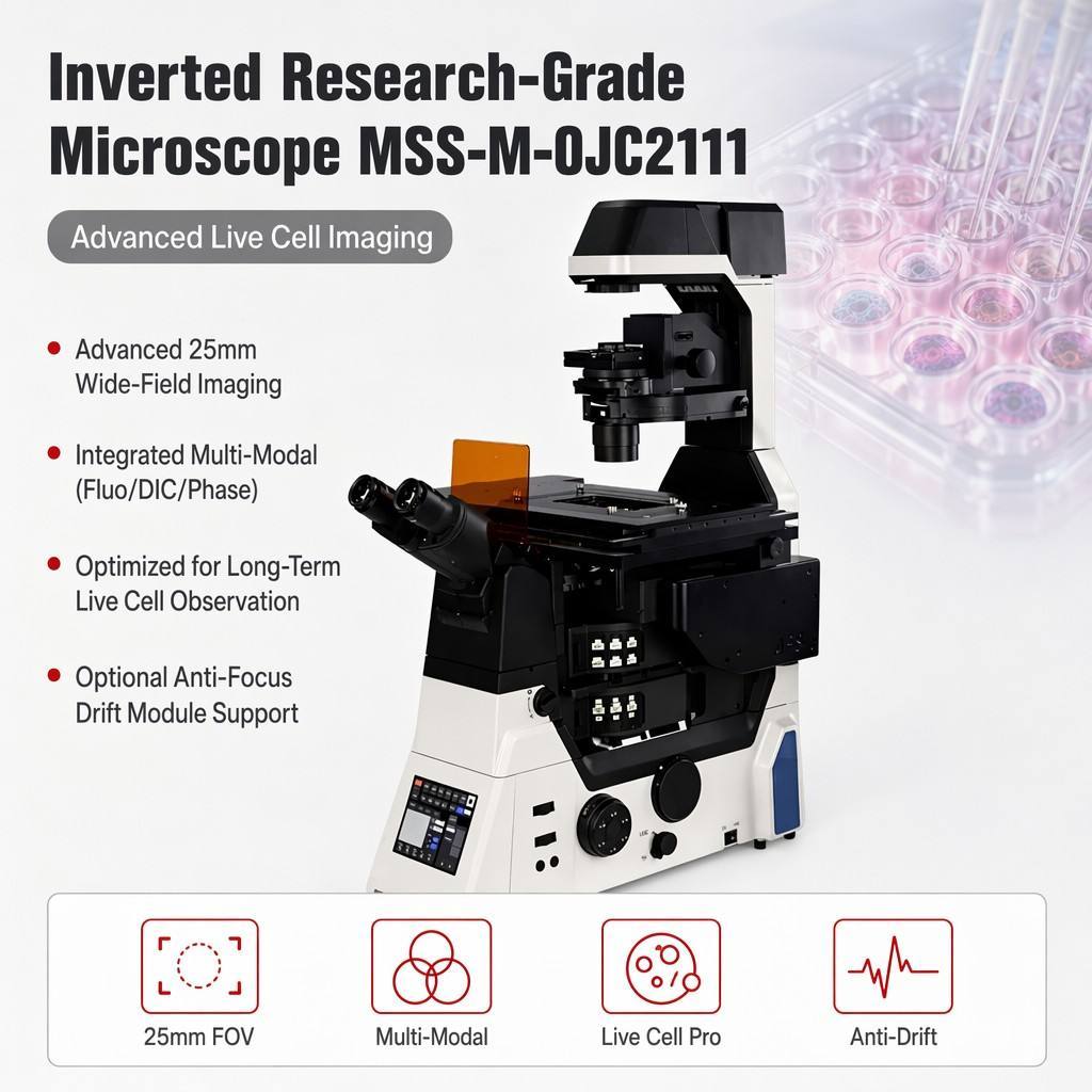 OEM Factory Inverted Research Microscope DIC Phase Contrast for Live Cell Imaging Research CE MSS-M-OJC2111