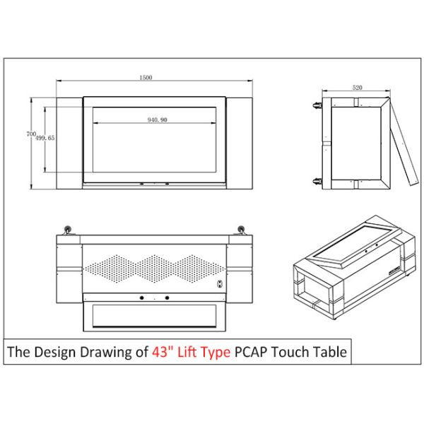 43 inch 450 cd/m2 Brightness Smart Touch Screen Table TFT LCD Interactive Multi Touch Screen Table