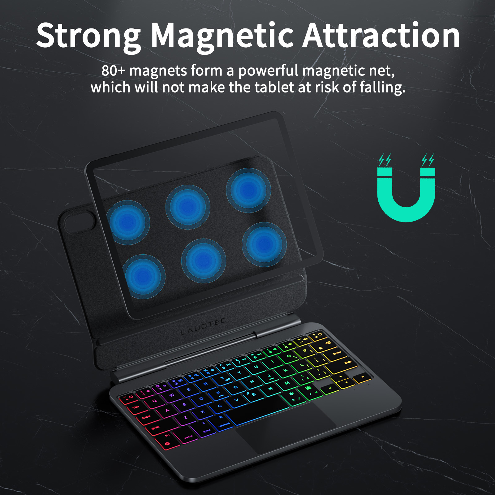 Magnetic Keyboard Case for iPad Mini 6/Mini 7,7‑Color RGB Backlit Multi‑Gesture Touchpad,80+ Strong Magnets Multi‑Angle Stand,Ultra‑Slim Folio Cover, Wholesale/ODM OEM Support for Bulk Business Orders