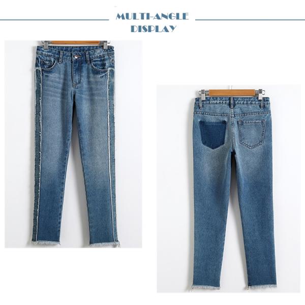 Children Girls Denim Clothes Grinding Trendy Trousers Med Blue Color