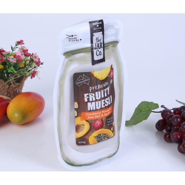 Mason Bottle Shape Custom Snack Bags Recyclable Stand Up Plastic Food Bag