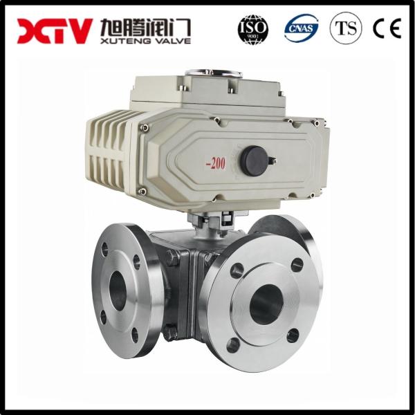 Q44F/Q45F-16C/P 304 316 válvula de esferas de aço inoxidável de flange de três vias para uso doméstico