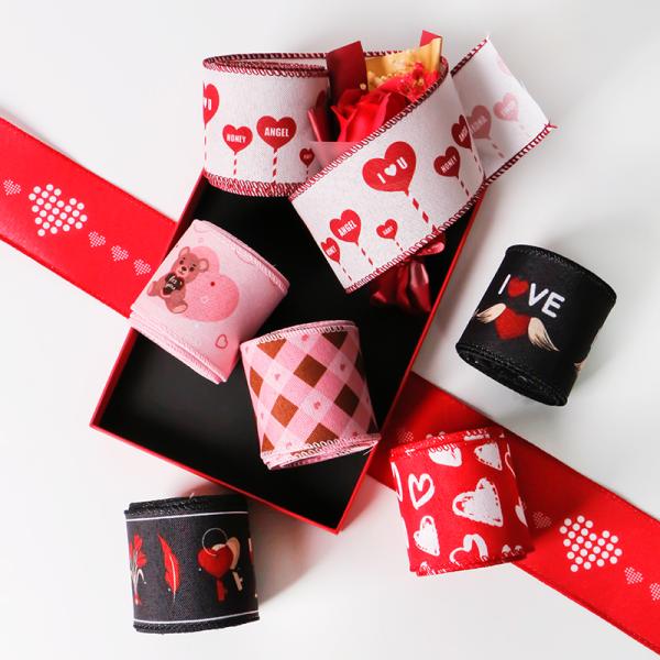 Christmas Decoration 63MM Wired Burlap Ribbon with Sweet Bear Print Wired Ribbon