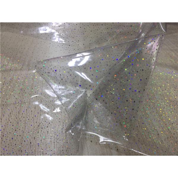 Ladies Raincoat 0.15mm Transparent Tpu Leather With Laminated Shining Stars