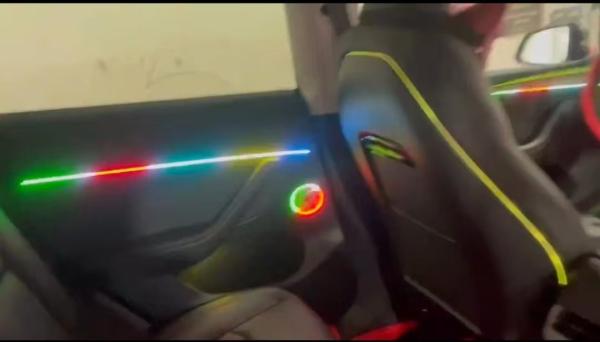 Ambient lights  Rainbow symphony dynamic Radium carving+water cup panel+front door panel+small back for Tesla Model Y(20
