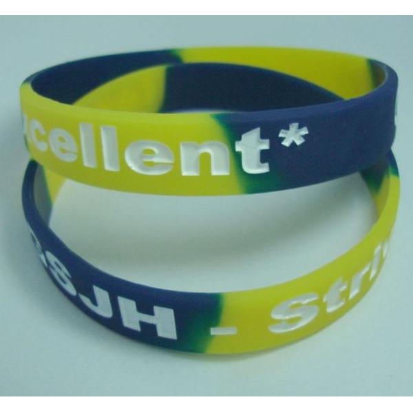 Поделенный на сегменты цветом WristBand силикона, фабрика подгонял браслеты энергии силикона, wristbands и другое ремесло силикона