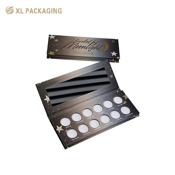 Wholesale DIY 12 Pan Eyeshadow Palette Box with Moon Star Design and Magnetic Closure