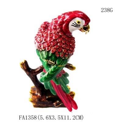 Parrot birds design jeweled enamel trinket box  Parrot  bird trinket boxes