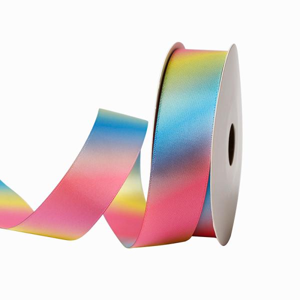 Custom Rainbow Gradient Double Face Satin Ribbon for Personalized Branding
