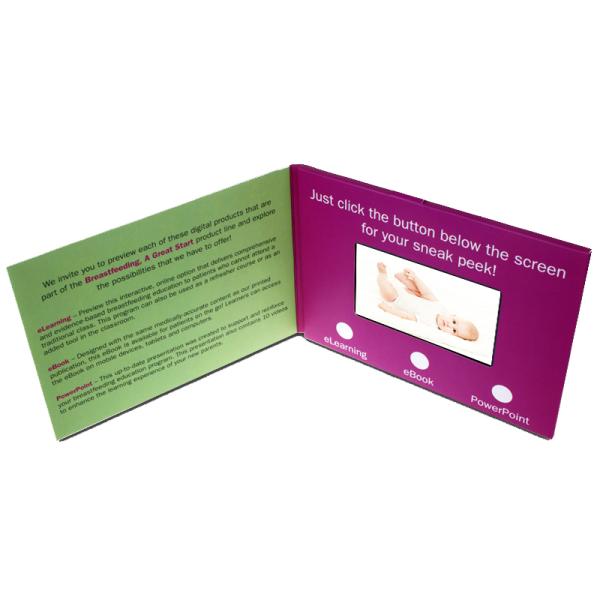 Cartes de visite vidéo LCD au format GIF avec 2 Go de mémoire et format audio WMA