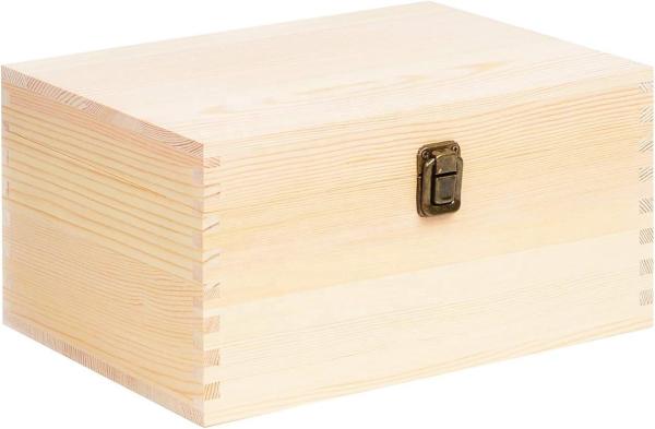 Hot Sale Customized Unfinished Pine Wood Box Natural DIY Craft Stash Boxes with Hinged Lid and Front Clasp