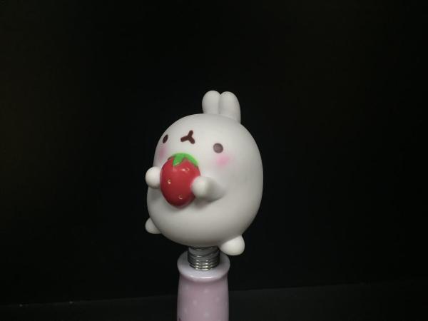 Ball pen with white rabbit figure rubber sucker Plastic Daily Product used for decoration promotion made of PVC and ABS